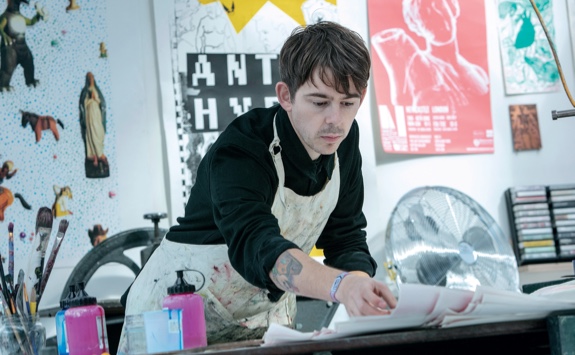A student working in an art studio
